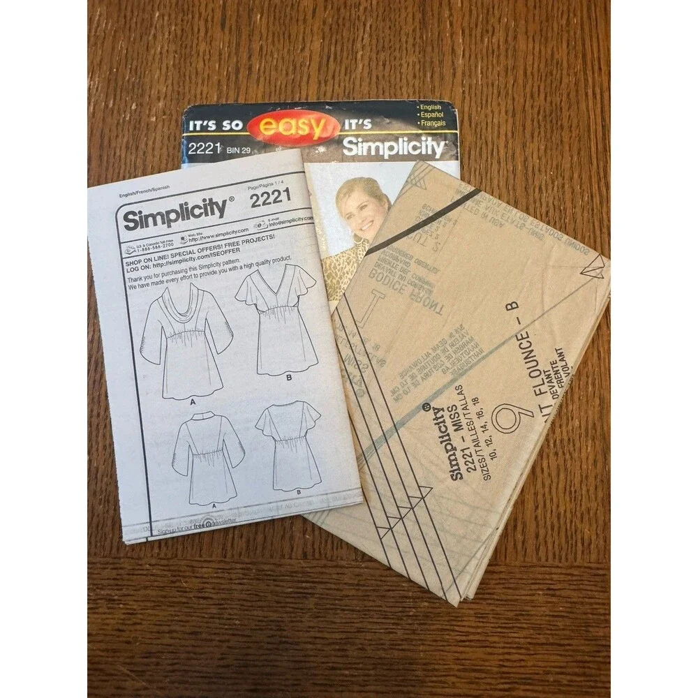 Simplicity Sewing Pattern 2221 Misses Empire Pullover Tops Sizes 10-18 Easy